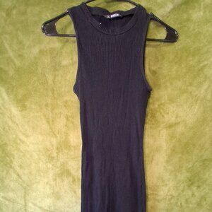 shein medium bodycon black dress with slit